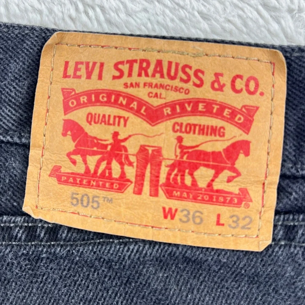 Levi's 505 Straight Fit Men's 36 Black Denim 36x32 Jeans‎ Classic Levis